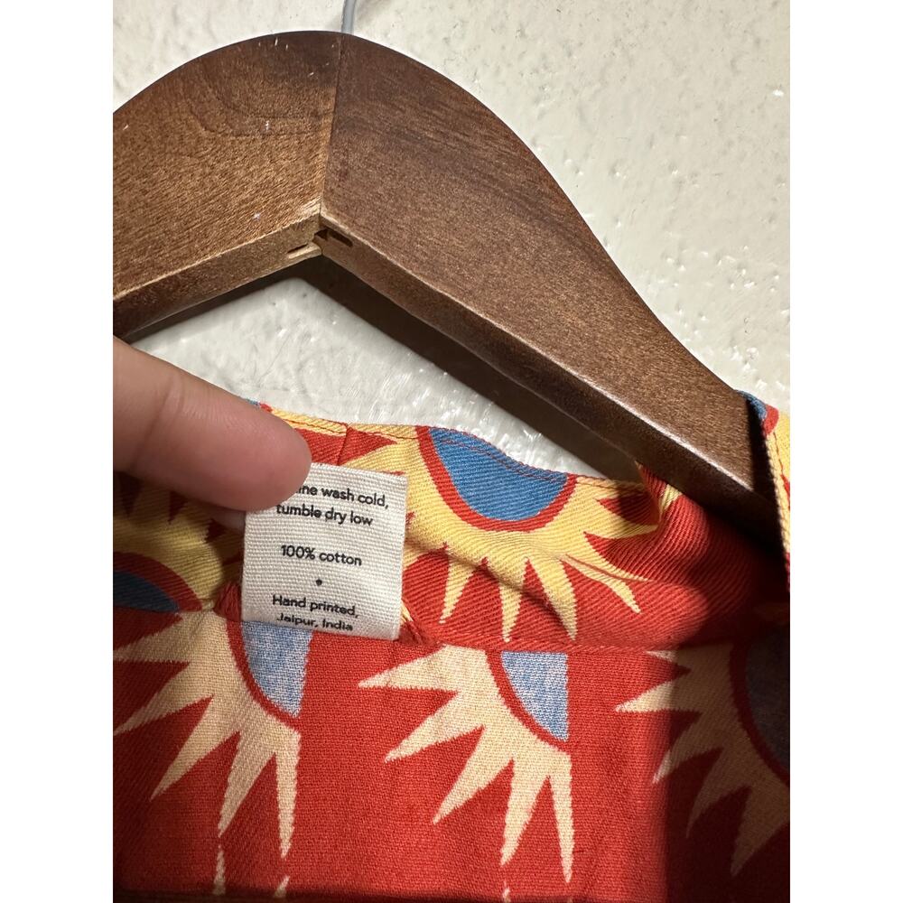 Block Shop Textiles Suns Robe in Chili size XXL/XXXL Belted Duster Hand Printed - Picture 4 of 9